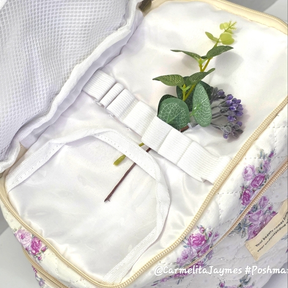 Floral Quilted 👝 3 pc XL Cosmetic Bag Set Travel Toiletry Makeup Organizer NWT - Picture 11 of 15